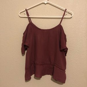 Pacsun LA Hearts Maroon Cold Shoulder Crop Top